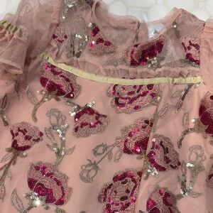 Disney Pink BELLE Floral Sequin Kids Formal Dress NEW without tags